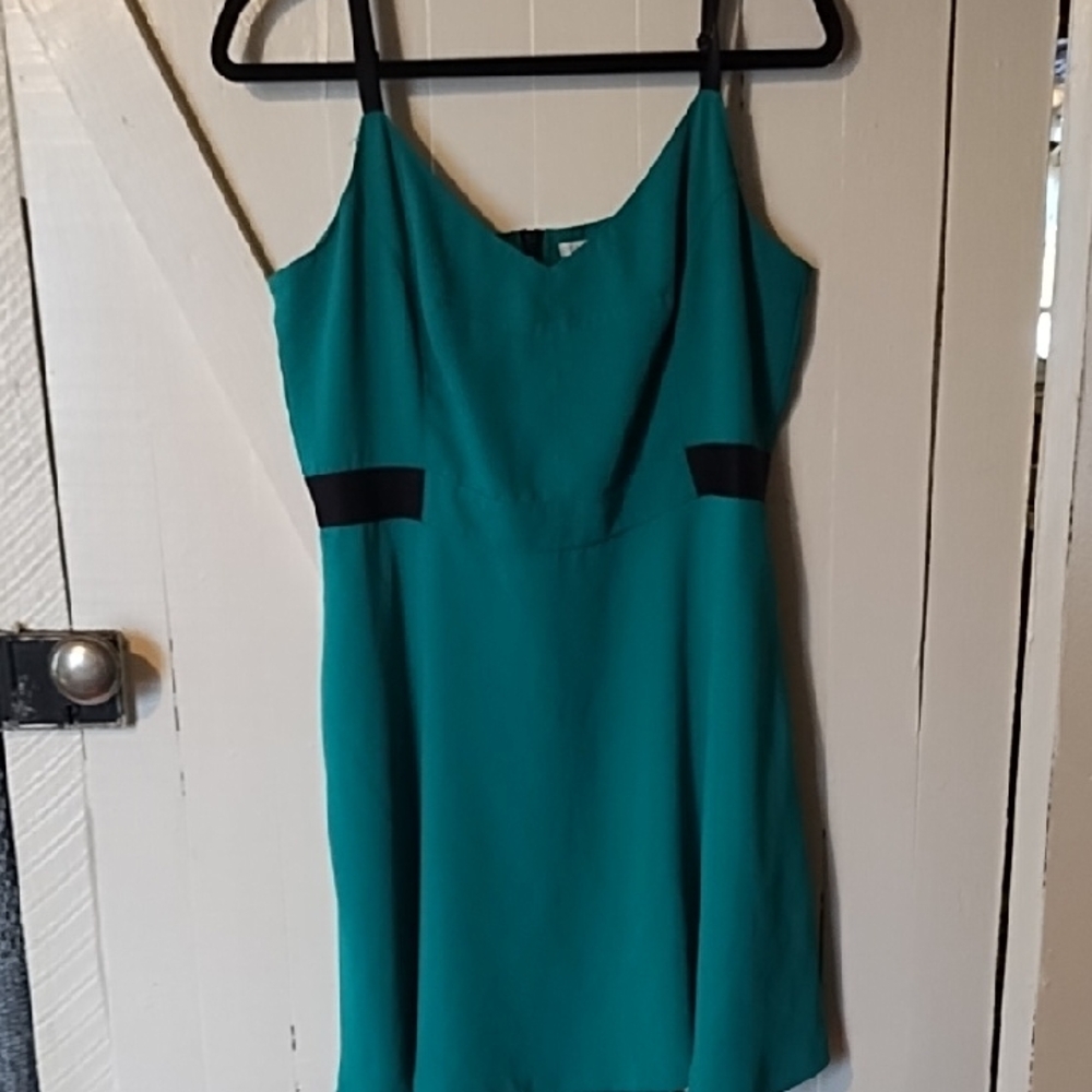 RACHEL Rachel Roy Turquoise Dress with Black Zipper EUC Size 14.